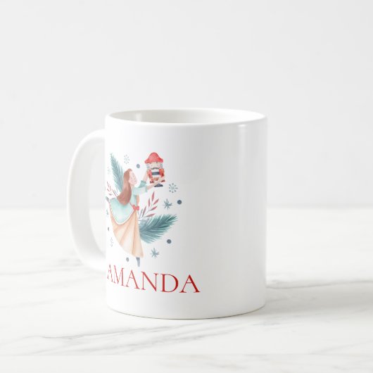 Girl holding a nutcracker ornament custom monogram kaffeetasse (Vorderseite Links)