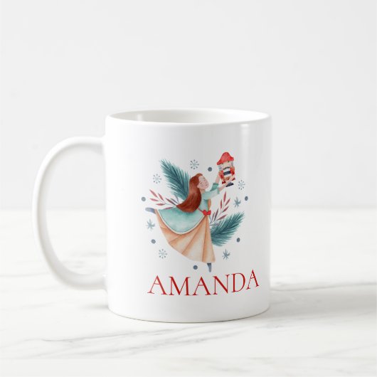 Girl holding a nutcracker ornament custom monogram kaffeetasse (Links)