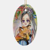 Girl Holding Fox Keramikornament (Rechts)