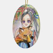 Girl Holding Fox Keramikornament (Links)