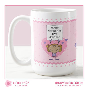 Girl Holding Sign Love Birds Valentinstag Kaffeetasse
