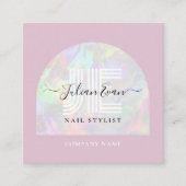 Girl Holographic QR Code Square pink Quadratische Visitenkarte (Vorderseite)