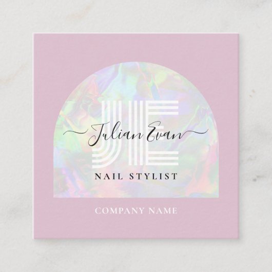 Girl Holographic QR Code Square pink Quadratische Visitenkarte (Vorderseite)