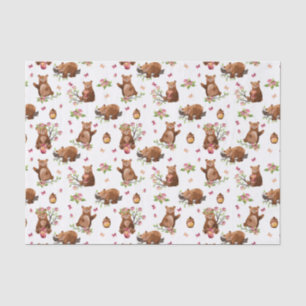 Girl Honey Bears Pattern - Pink Brown White Tissue Seidenpapier