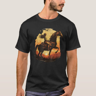 Girl Horse Riding Vintag Retro Cowgirl Horseback T-Shirt