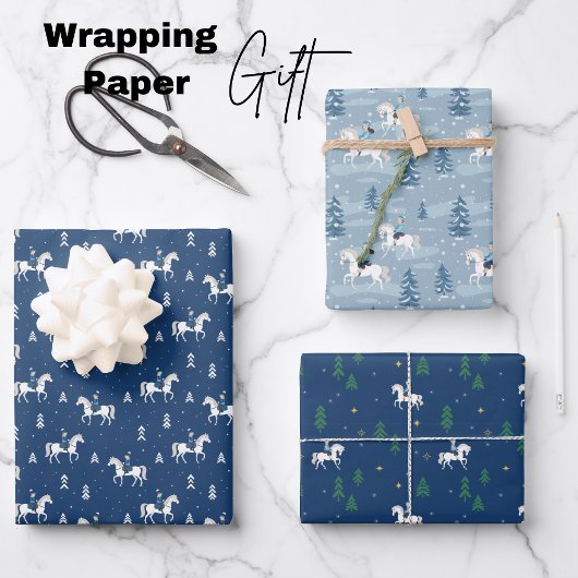 Girl Horseback Riding im Winter Geschenkpapier Set