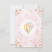 Girl Hot Air Ballon Pink Gold Floral Geburtstag Einladung (Rückseite)