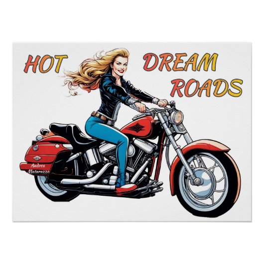 Girl Hot Dream Roads glänzend Poster (Vorderseite)