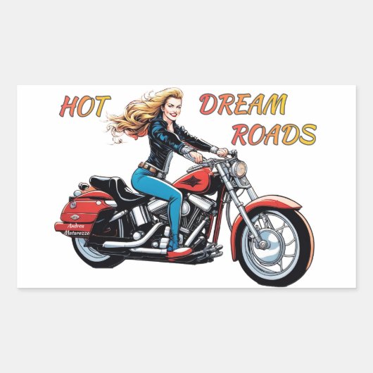 Girl Hot Dream Roads Rechteckiger Aufkleber (Vorderseite)