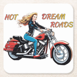 Girl Hot Dream Roads Rechteckiger Pappuntersetzer