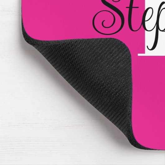Girl Hot Pink Black and White Modern Monogram Mousepad (Ecke)