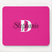Girl Hot Pink Black and White Modern Monogram Mousepad (Vorne)