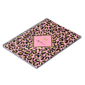 Girl Hot Pink Black & Gold Leopard Print Monogram Notizblock (Linke Seite)