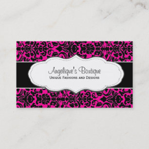Girl Hot Pink Damask Business Card Visitenkarte