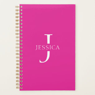 Girl Hot Pink Fun Moderne Monogram Name Planer