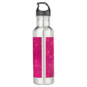 Girl Hot Pink Glam Diamond Glitzer Monogram Name Edelstahlflasche (Rückseite)