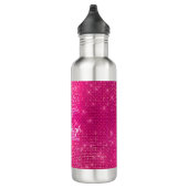 Girl Hot Pink Glam Diamond Glitzer Monogram Name Edelstahlflasche (Rechts)