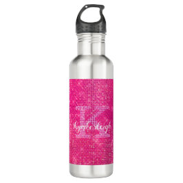 Girl Hot Pink Glam Diamond Glitzer Monogram Name Edelstahlflasche