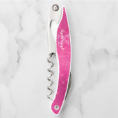 Girl Hot Pink Glam Diamond Sparkle Monogram Name Kellnermesser (Vorderseite)