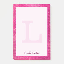 Girl Hot Pink Glam Diamond Sparkle Monogram Name