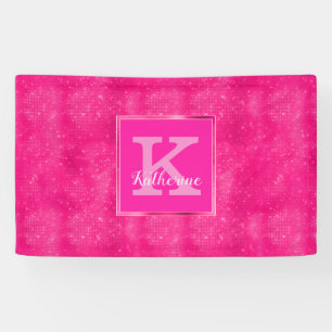 Girl-Hot-Pink-Glam Diamond-Sparkone Monogramm-Name Banner