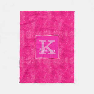 Girl-Hot-Pink-Glam Diamond-Sparkone Monogramm-Name Fleecedecke