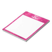 Girl Hot Pink Glam Glitzer Sparkle Monogram Name Notizblock (Rotiert)