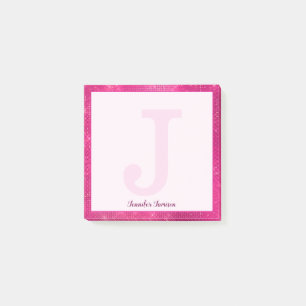 Girl Hot Pink Glam Sparkle Kleine Monogramm Name Post-it Klebezettel