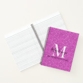 Girl Hot Pink Glitzer Monogram Name Notebook Notizblock (Innenseite)