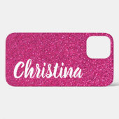 Girl Hot Pink Glitzer Name Personalisiert Case-Mate iPhone Hülle (Rückseite (Horizontal))