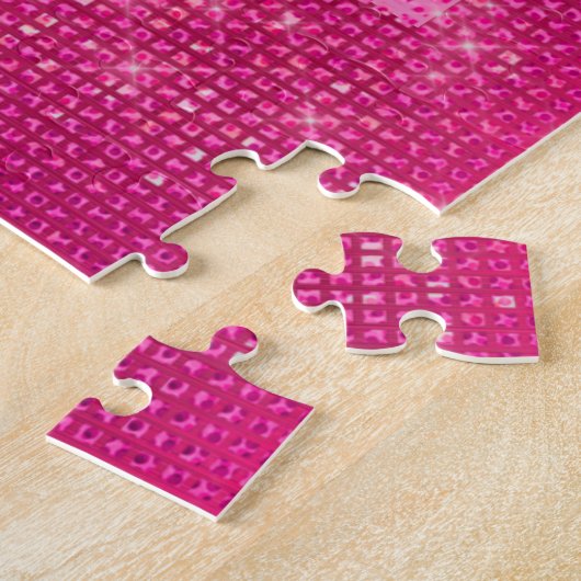Girl-Hot-Pink-Glitzer-Sparkle-Bling-Monogramm-Name Puzzle (Seite)