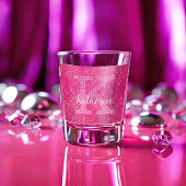 Girl Hot Pink Glitzer Sparkle Fun Monogram Name Schnapsglas