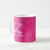 Girl Hot Pink Glitzer Sparkle Glam Monogram Name Kaffeetasse (Vorderseite Links)