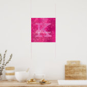 Girl Hot Pink Glitzer Sparkle Glam Monogram Name Poster (Küche)