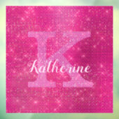 Girl Hot Pink Glitzer Sparkle Monogram Name Dorm Fensteraufkleber (Blatt 3)