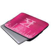 Girl Hot Pink Glitzer Tropfen Chic Monogram Name Laptopschutzhülle (Vorne Knopf)