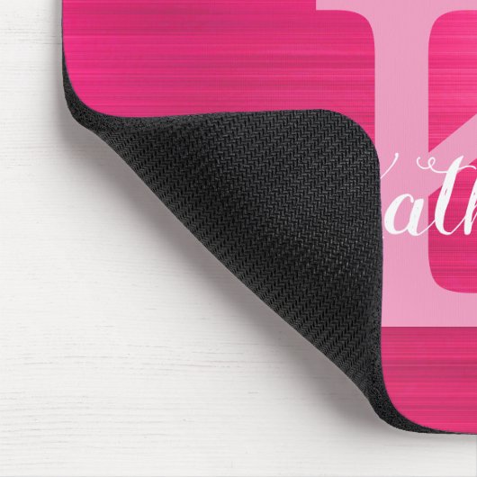 Girl Hot Pink Glitzer Tropfen Glam Monogram Name Mousepad (Ecke)