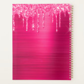 Girl Hot Pink Glitzer Tropfen Glam Monogram Name Planer (Rückseite)