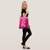 Girl Hot Pink Glitzer Tropfen Glam Monogram Name  Tasche (Am Model)