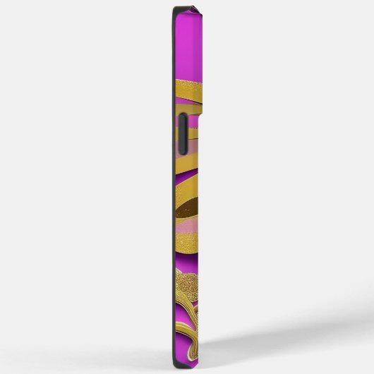 Girl Hot Pink Gold Butterfly Personalisierter Name Case-Mate iPhone Hülle (Rückseite / Rechts)