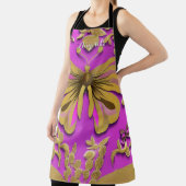 Girl Hot Pink Gold Butterfly Personalisierter Name Schürze (InSitu)