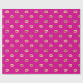 Girl Hot Pink Gold Kiss Lips Muster Geschenkpapier (Flach)