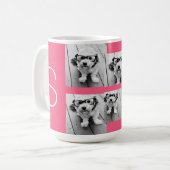 Girl Hot Pink Instagramm Foto Collage Monogramm Kaffeetasse (Vorderseite Links)
