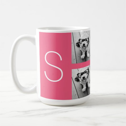 Girl Hot Pink Instagramm Foto Collage Monogramm Kaffeetasse (Links)