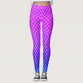 Girl Hot Pink Lila Gradient Mermaid Scales Pool Leggings