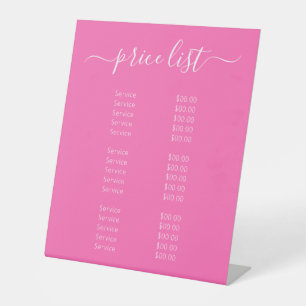 Girl Hot Pink Makeup Artist Business Price List Sockelschild