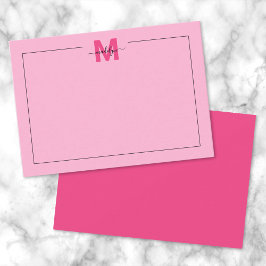 Girl Hot Pink Script Name Monogram Mitteilungskarte