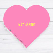 Girl Hot Pink und Yellow Name Heart Notebook