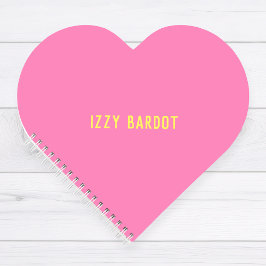 Girl Hot Pink und Yellow Name Heart Notebook Notizblock