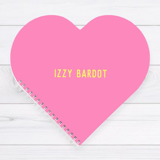 Girl Hot Pink und Yellow Name Heart Notebook Notizblock